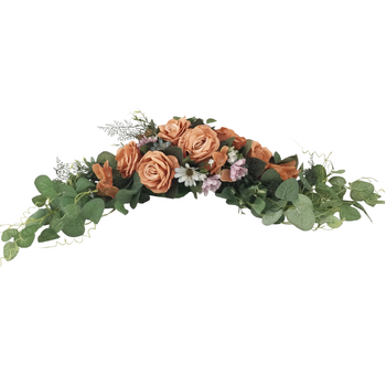 80cm Rust Brown Floral Rose Arch Swag
