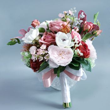 Mixed Flower Bridal Bouquet 27cm - Pink/Mauve/White