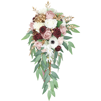 Bridal Teardrop Bouquet - White, Mauve, Pink, Burgundy, Gold