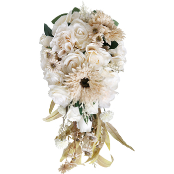 Bridal Teardrop Bouquet -  Ivory, Tan & Naturals