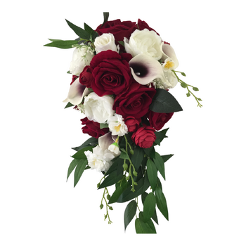 thumb_Bridal Teardrop Bouquet - Deep Red/White