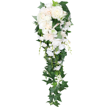 Bridal Teardrop Bouquet - White/Champagne