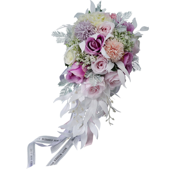 Bridal Teardrop Bouquet - Pink/Purples/White