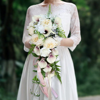 Bridal Teardrop Bouquet - Peony White
