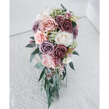 Bridal Teardrop Bouquet - Mauve/Pinks