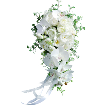 Bridal Teardrop Bouquet - White Orchids