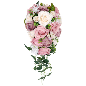 Bridal Teardrop Bouquet - Ivory, Pink Mauve Roses