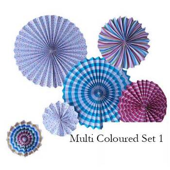 6pc set Fan Lanterns - Mixed Colour Set 2