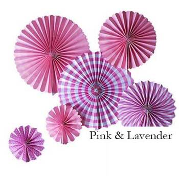 6pc set Fan Lanterns - Pink