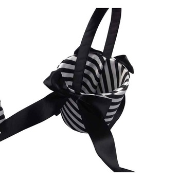 Flower girl Basket - Black/White Satin Stripe