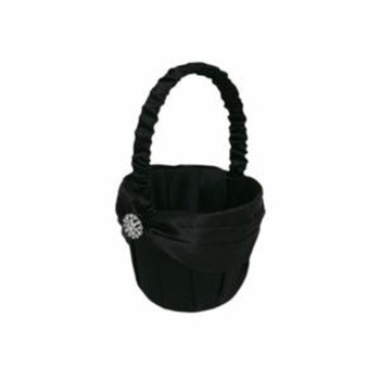 Flower Girl Basket - Rhinestone Button Black