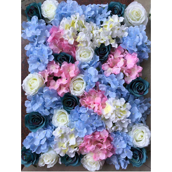 Rose & Hydrangea Flower Wall Pink/Blues