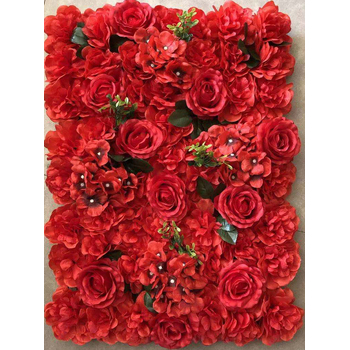 Rose & Hydrangea Flower Wall Red