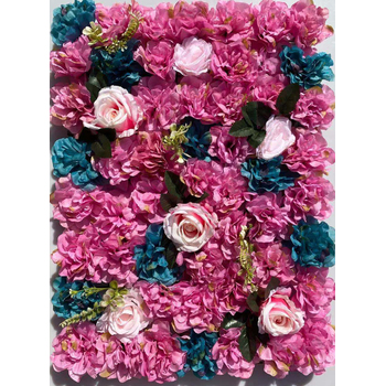Rose/Hydrange/Greenery Flower Wall Fushia/Pink/Teal