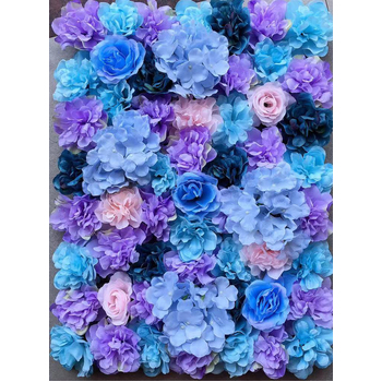 Rose/Hydrangea/Greenery Flower Wall Blues/Purple/Pink/Teal