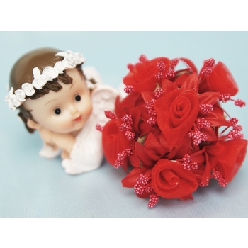 72 Shimmering Organza Rose Craft Flowers - red