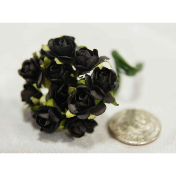 SECONDS 60 x Paper LG Roses Elegant Craft Flowers - Black