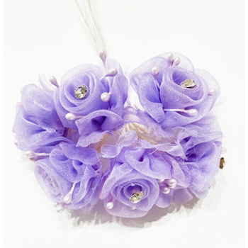 72 Organza & Rhinestone Craft Roses - Lavender