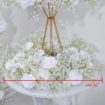 60cm Rose, Orchid and  Babies Breath Floral Centerpiece Ring - White