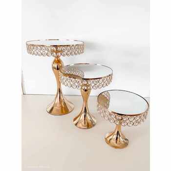 3pc Set Large Gold Cake Stands