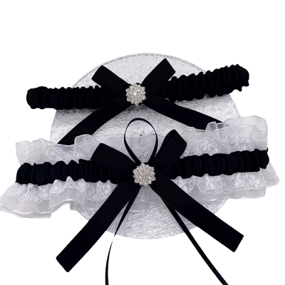 Black Bridal Wedding Garter - 2pcs Set