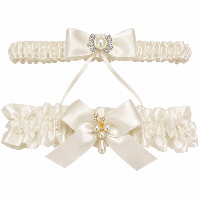Bridal Wedding Garter Ivory  - 2pcs Set