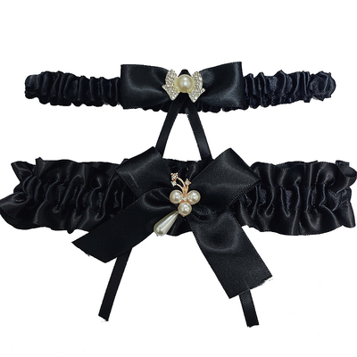Black Bridal Wedding Garter - 2pcs Set