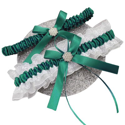 Green Bridal Wedding Garter - 2pcs Set