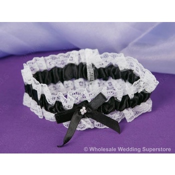 Garter Wedding - Satin and Lace - Black CLEARANCE
