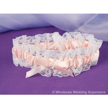 Garter Wedding - Satin and Lace - Peach CLEARANCE
