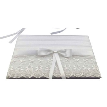 Wedding Guest Book - White/Ivory Lace