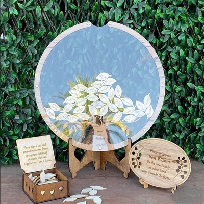 Timber Acryilic Circle Wedding Guest Book Alternative