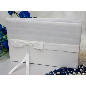 Wedding Guest Book - Satin Bow White