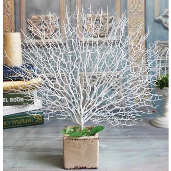 55cm Artificial Fan Coral Branch - White