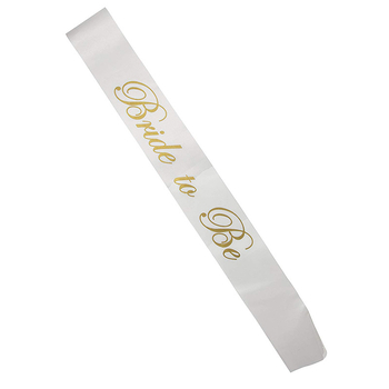 Bride to Be Sash - White with Gold Writing