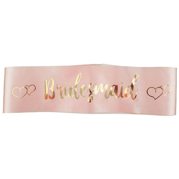 Bridesmaid Sash - Pink with Gold Writing