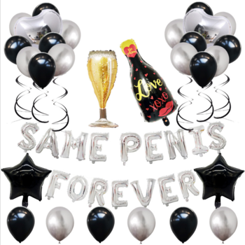 Black/Silver Hens Party Naughty Balloon & Decorating Kit