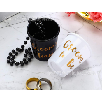 12pk Grooms Team Shot Glass with Necklace