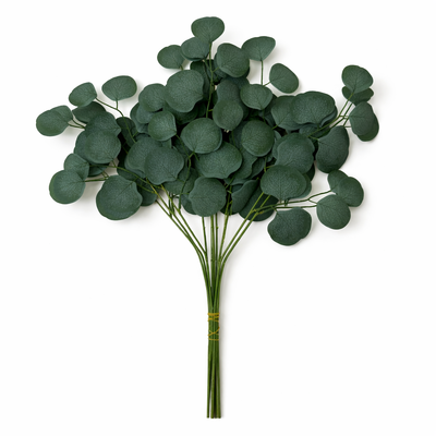 Green /Grey Eucalyptus Silver Dollar Stems 50cm – 10 Pcs - Artificial