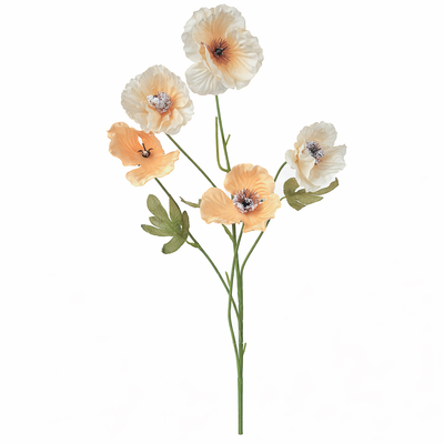 Champagne Poppy Spray Stem - 76cm – 5 Head
