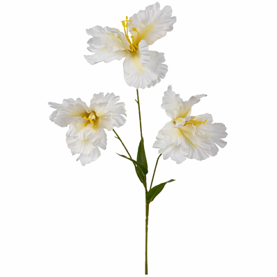 White Ruffled Iris Spray – 80cm Artificial Flower Stem