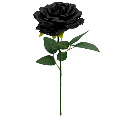 Black Open Rose Stem 50cm Artificial – Single Stem