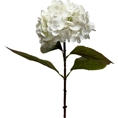 Soft Touch White Hydrangea Artificial Flower Stem– 53cm
