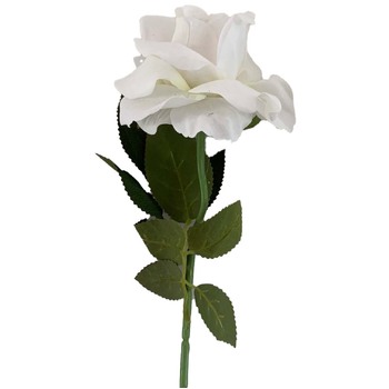 9cm Diameter - White Velvet Single Stem Rose -75cm Tall