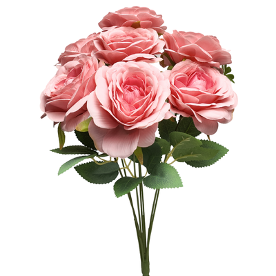 43cm - Dark Pink 7 Head Artificial Rose Bush