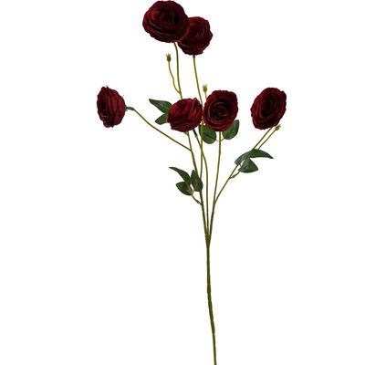 Multi Head Dark Red Rose Spray Stem 82cm - Artificial