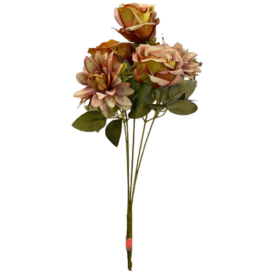 Artificial Autumn Tones Rose & Dahlia Bush 45cm