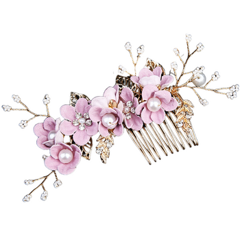 thumb_Slide - large Gold with Pink Flowers, Pearls and Rhinestone