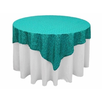 Stunning Sequin Table Square Overlay 182cm- TURQUOISE