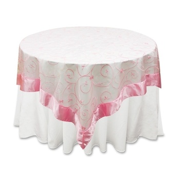 Square Overlay 182cm (Embroidered Organza) - Pink
